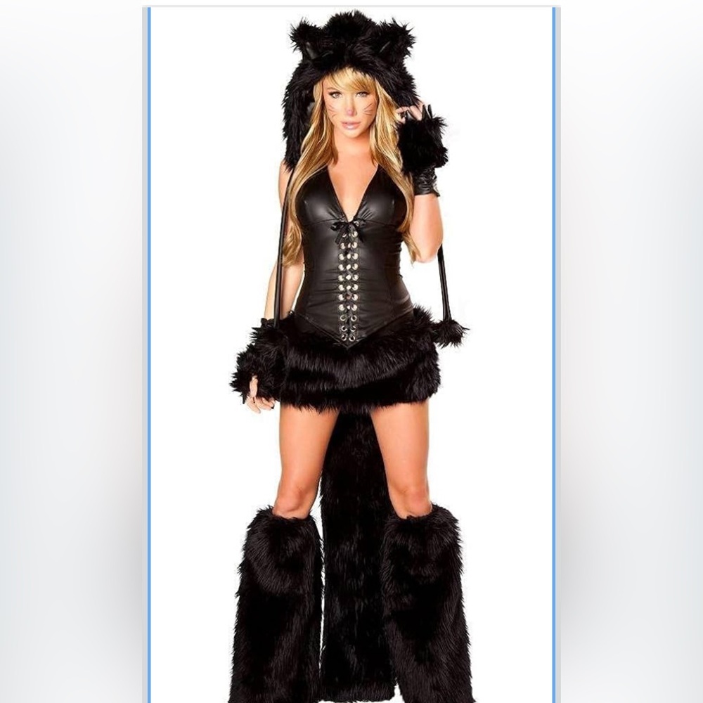 Black Faux Fur Hooded Costume